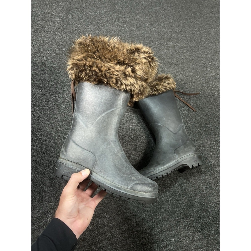 Le Chameau Women's Boots EU 37 US 6 Rain Boots Gray Hunting‎ Outdoor Fur Trim